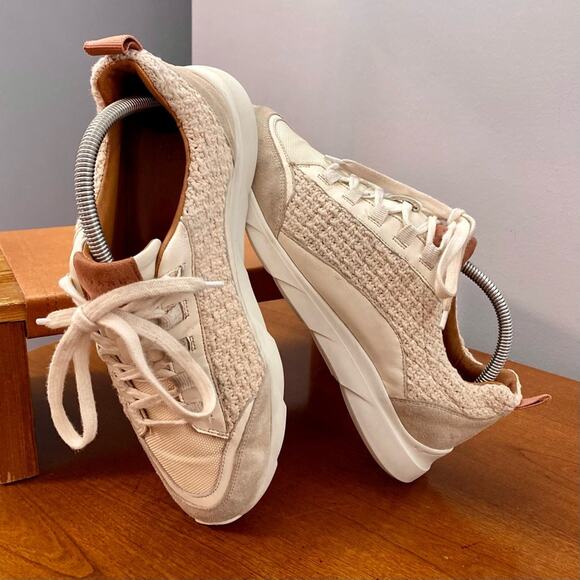 Sezane Sama Sneaker Womens Multicolor Woven Ecru Sam Crochet Suede Leather Sz 9 - Picture 14 of 15